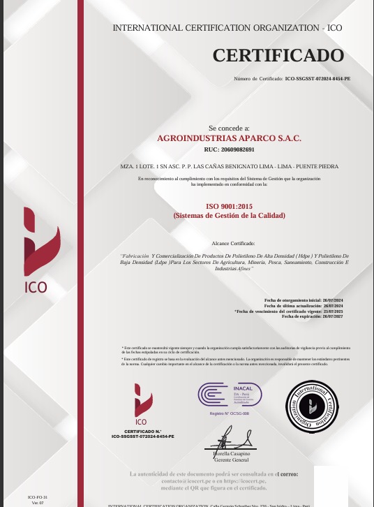Certificado ISO 9001